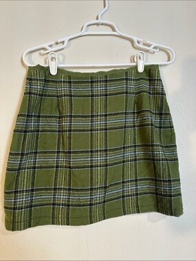Eddie Bauer Olive Green Plaid Mini Skirt